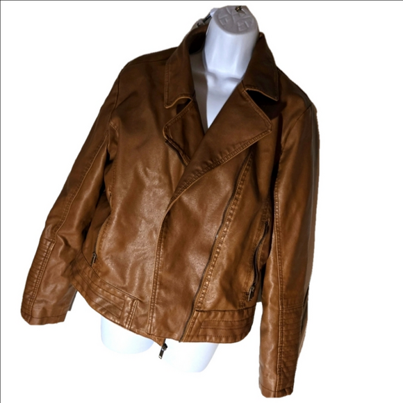 Universal Thread Jackets & Blazers - Universal Thread Brown Faux Leather Moto Jacket Lightweight Coat Fall Winter